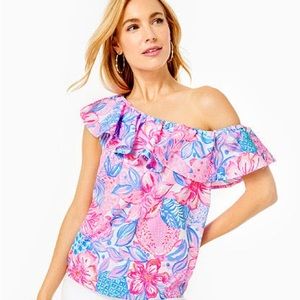Lilly Pulitzer Zeldie One-Shoulder Ruffle Top